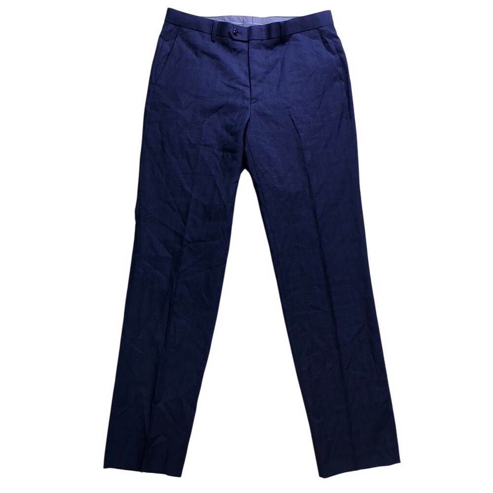 Michael Kors Dress Pants Men 34x34 Blue Classic Fit Malone Wool Blend Trousers